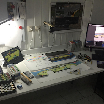 The office of Stefan Waldherr for the 24 Hours of Le Mans Challenge