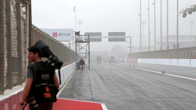 Bad weather at Bahrain International Circuit
